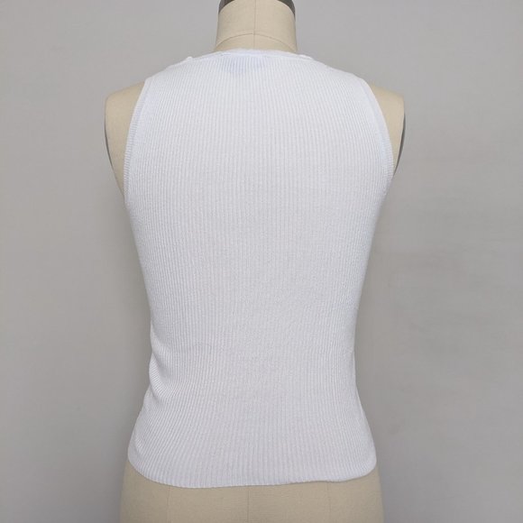 Express white tank knit v neck shirt top ribbed design xs - Picture 4 of 5